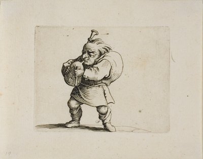 Doedelzakspeler, uit Varie Figure Gobbi door Jacques Callot