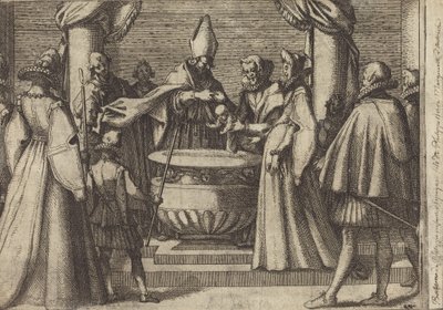 Doop van de prins van Spanje [verso] door Jacques Callot