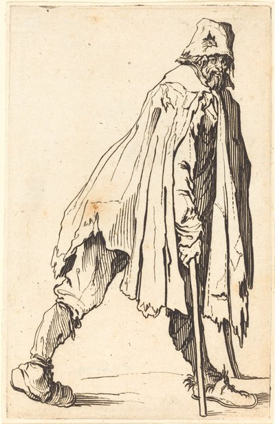 Bedelaar met Krukken en Pet door Jacques Callot