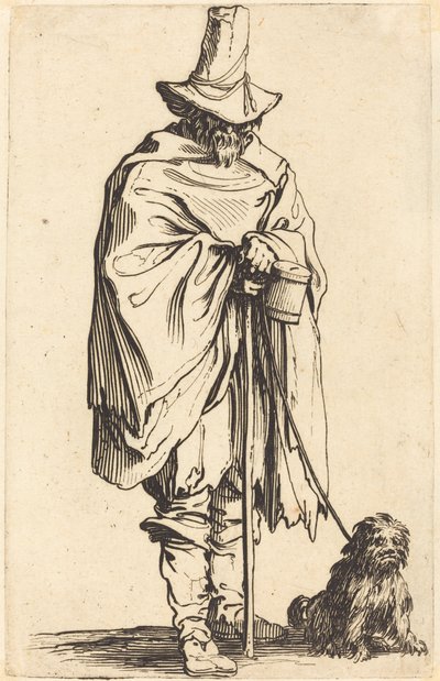 Bedelaar met hond, ca. 1622 door Jacques Callot