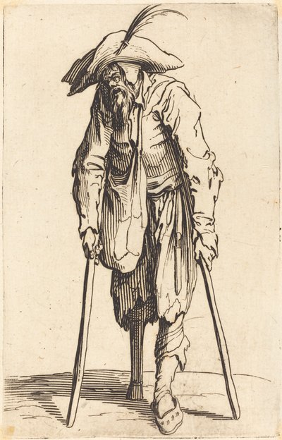Bedelaar met houten been door Jacques Callot