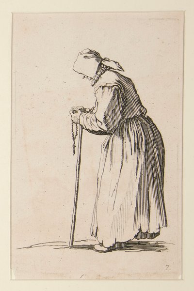 Bedelares met rozenkrans, uit De Bedelaars door Jacques Callot