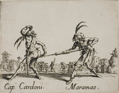 Kapitein Cardoni - Maramao, plaat 22 van Balli di Sfessania door Jacques Callot