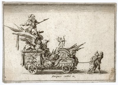 Gevecht in de barrière. Gravure Een strijdwagen. Meaume 490-503 ... (gravure) door Jacques Callot