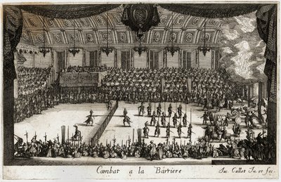 Combat a la barriere: het toernooi ... (gravure) door Jacques Callot