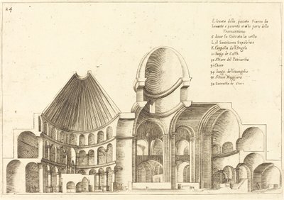 Doorsnede van de Heilig Grafkerk door Jacques Callot