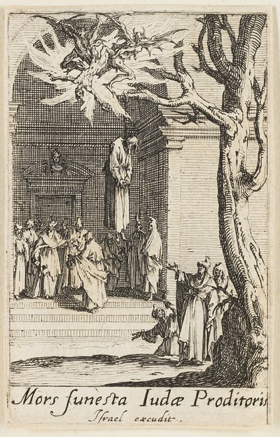 Dood van Judas, plaat veertien uit De Martelaars van de Apostelen door Jacques Callot
