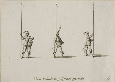 Oefening met Opgeheven Piek, plaat zes uit De Militaire Oefeningen door Jacques Callot