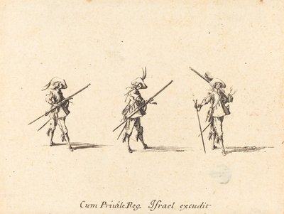 Oefening met het musket door Jacques Callot