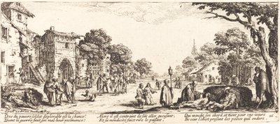 Stervende soldaten langs de weg door Jacques Callot