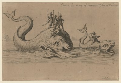 De komst van Monsieur de Vroncourt, Tyllon en Marimont door Jacques Callot