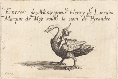 Ingang van Monseigneur Henry de Lorraine, Markies de Moy, onder de Naam Pirandre door Jacques Callot