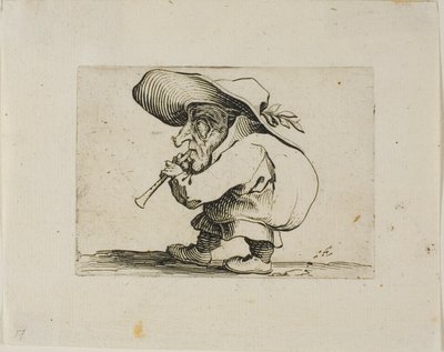 Flageolet Speler, uit Varie Figure Gobbi door Jacques Callot