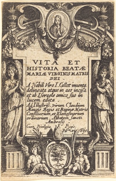 Frontispice voor "Het leven van de Maagd" door Jacques Callot