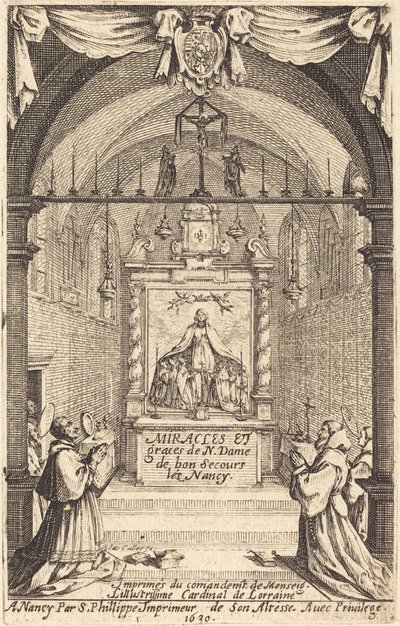 Frontispice voor de Wonderen en Genaden van Onze Lieve Vrouw van "Bon-Secours-les-Nancy" door Jacques Callot