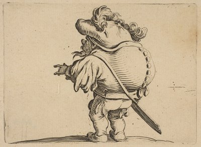 Man met een grote rug versierd met knopen door Jacques Callot