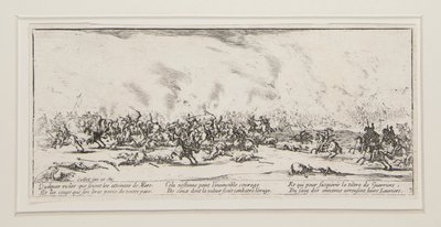 La bataille, plaat 3 uit de serie Les grandes miseres de la guerre door Jacques Callot