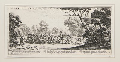 Les grandes miseres de la guerre: No. 9 - Ontdekking van de misdadigers door Jacques Callot