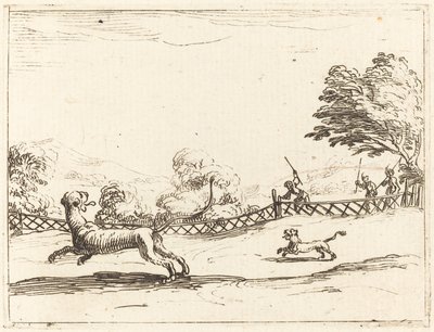 Leeuwin en Welp Achtervolgd door Jagers door Jacques Callot
