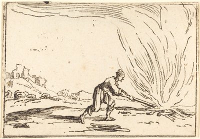 Man die een Brand bijwoont door Jacques Callot