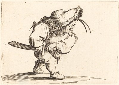 Man die zich voorbereidt om zijn zwaard te trekken, ca. 1622 door Jacques Callot