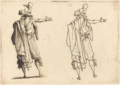 Man gezien van achteren met zijn rechterarm uitgestrekt door Jacques Callot