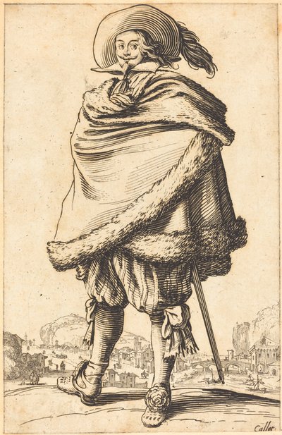 Edelman in een Met Bont Afgewerkte Mantel door Jacques Callot