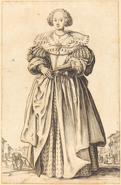 Adellijke vrouw met waaier door Jacques Callot