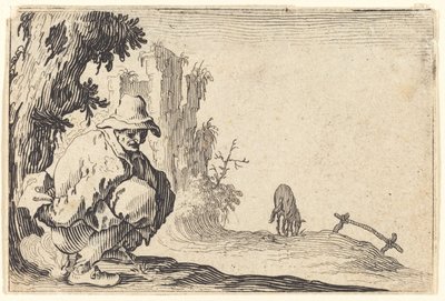Boer die zijn behoefte doet door Jacques Callot