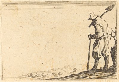 Boer met Schep op Zijn Schouder door Jacques Callot
