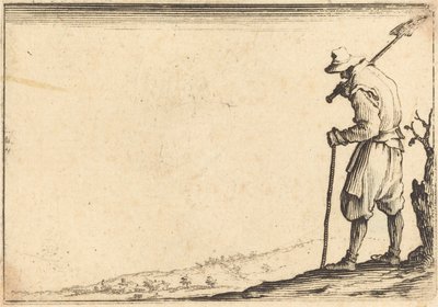 Boer met schop op zijn schouder door Jacques Callot
