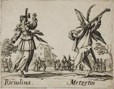 Riciulina - Metzetin, plaat 8 van Balli di Sfessania door Jacques Callot