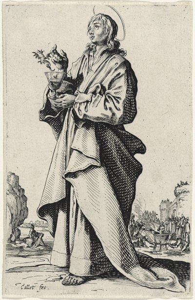 Sint Johannes de Evangelist uit Les Grands Apôtres, 1631 door Jacques Callot
