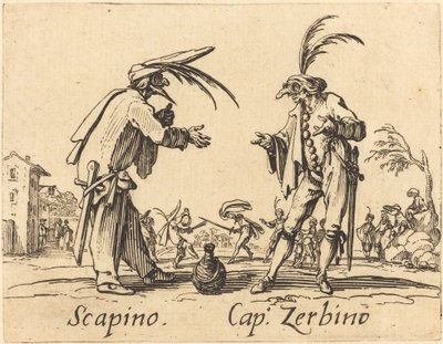 Scapino en Kapitein Zerbino door Jacques Callot