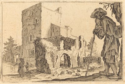 Herder en Ruïnes door Jacques Callot