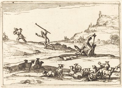 Herders verdedigen hun kuddes door Jacques Callot