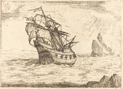 Schip dat nabij rotsen navigeert door Jacques Callot