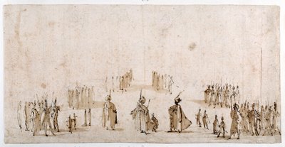 Schets voor de enscenering van groepen figuren in 