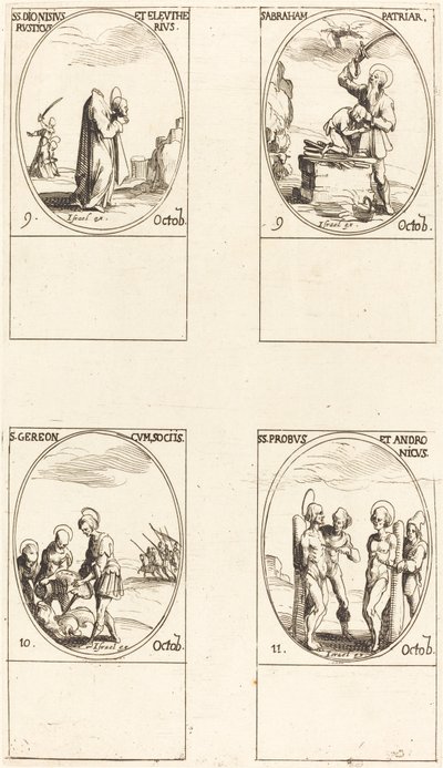 St. Dionysius, Rusticus & Eleutherius, St. Abraham, St. Gereon & metgezellen, Sts. Pro door Jacques Callot