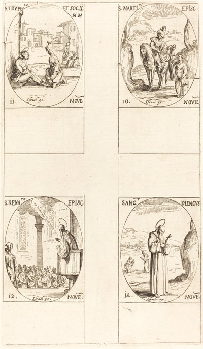 St. Martin, St. Tryphon en metgezellen, St. Renatus, St. Didacus door Jacques Callot