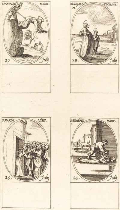 St. Pantaleon; St. Nazarius en Celsus; St. Martha; St. Beatrice door Jacques Callot