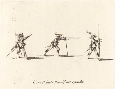 Het Innemen van de Schietpositie met het Musket door Jacques Callot