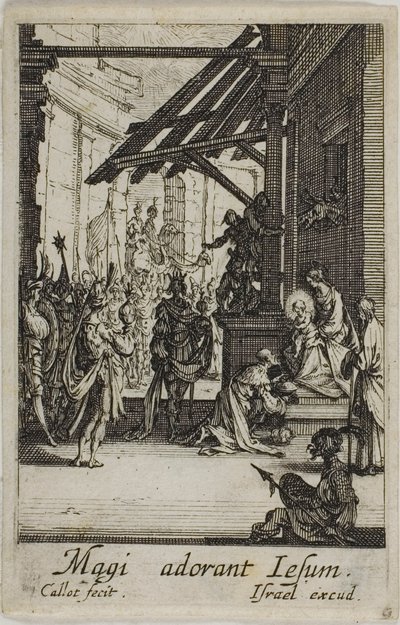 De aanbidding van de Wijzen, uit Het leven van de Maagd door Jacques Callot