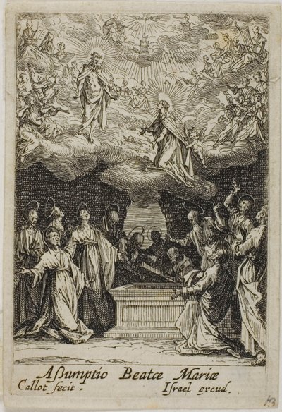 De tenhemelopneming van de Maagd, uit het leven van de Maagd door Jacques Callot