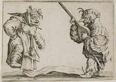 De dansers met de luit, uit De Caprices door Jacques Callot