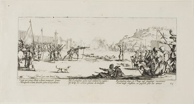 Het vuurpeloton, plaat twaalf uit De ellende van de oorlog door Jacques Callot