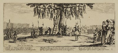 De Ellende van de Oorlog, Nr. 11. De Ophanging, 1633 door Jacques Callot