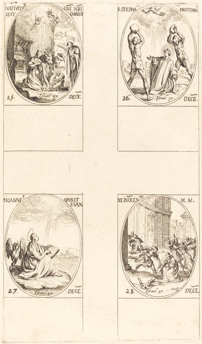 De geboorte; St. Stefanus; St. Jan; Heilige Onschuldigen door Jacques Callot