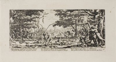 De Boeren wreken zich, plaat zeventien uit De Ellende van de Oorlog door Jacques Callot