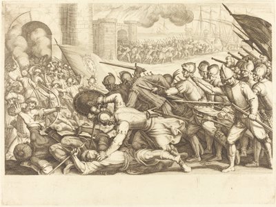 De Troepen die de Poort van een Stad Forceren, ca. 1614 door Jacques Callot